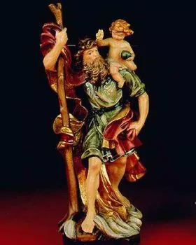 Hl. Christophorus mit Jesus 30 cm, holzgeschnitzt