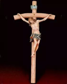 Wandkreuz 40 cm hoch holzgeschnitzt, koloriert