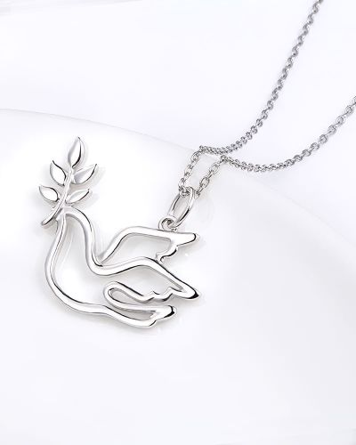 Preview: Kette mit Anhänger Taube 925 Sterling Silber 18 x 25 mm