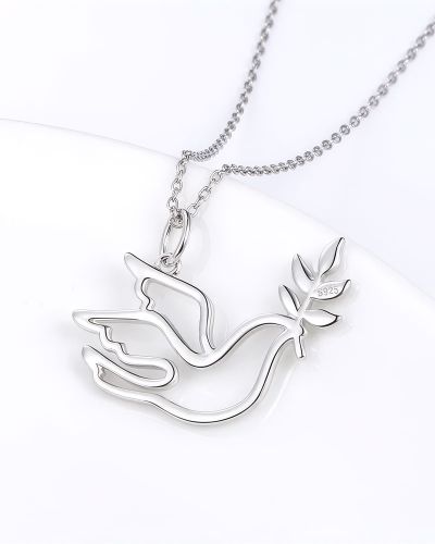 Preview: Kette mit Anhänger Taube 925 Sterling Silber 18 x 25 mm