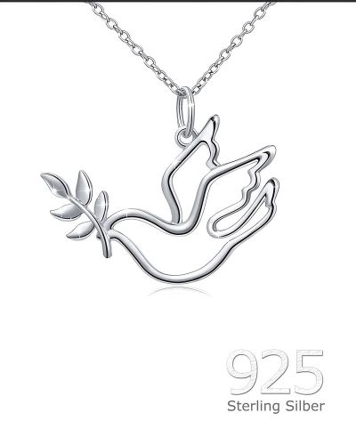 Kette mit Anhänger Taube 925 Sterling Silber 18 x 25 mm