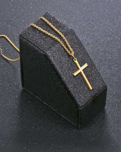 Preview: Kette mit Kreuzanhänger 925 Sterling Silber-vergoldet
