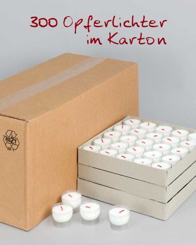 Preview: Opferkerzen weiß 47 mm Ø 300 Opferlichter 5 Stunden