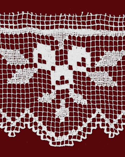 Preview: Filetspitze 12 cm breit Leinen Trauben & Kreuz