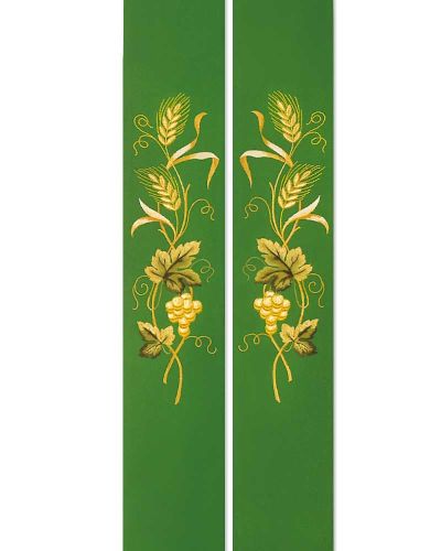 Stola grün Trauben und Ähren bestickt 160 cm lang