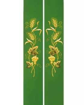 Stola grün Trauben und Ähren bestickt 160 cm lang
