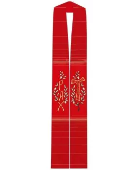 Stola rot 140 cm mit Kreuz und gesticktem Olivenzweig