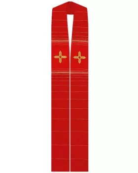 Stola rot mit gesticktem Kreuz, 140 cm lang