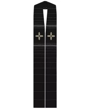 Stola schwarz mit gesticktem Kreuz, 140 cm lang