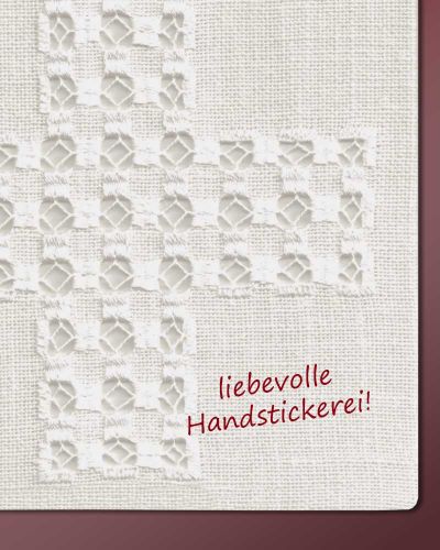 Palla 18 x 18 cm Leinen handbestickt Kreuzmotiv beige