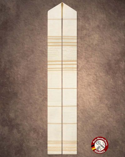 Preview: Priesterstola beige und gold, Handwebstoff 150 cm lang