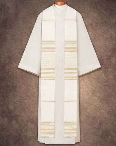 Priesterstola beige und gold, Handwebstoff 150 cm lang