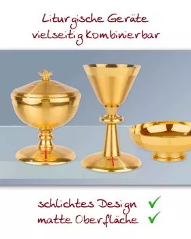 Ziborium matt, vergoldet 12 cm Ø mit Deckel 22 cm
