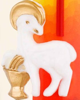 Osterkerze 165 x 50 mm A+O Wachsapplikation Lamm Gottes