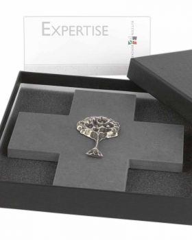 Schieferkreuz 14 x 14 cm mit Lebensbaumplakette