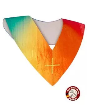Chorkragen Regenbogen 61 cm mit goldgesticktem Kreuz