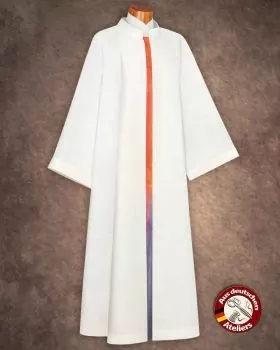 Damenalbe creme 145 cm Einsatz Regenbogenfarben