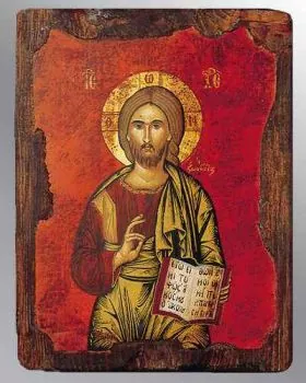Ikone Christus Pantokrator 20 x 16 cm Antikfassung