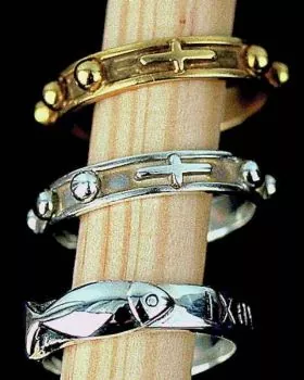 Ring mit Fischsymbol 925 Silber, oxydiert