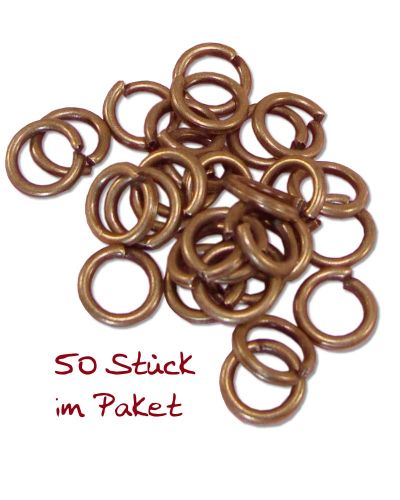 50 Biegeringe für Anhängekreuze bronziert antik 8,8 mm Ø