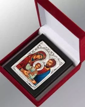 Ikone 925 Silber 6 x 7,5 cm Heilige Familie im Etui