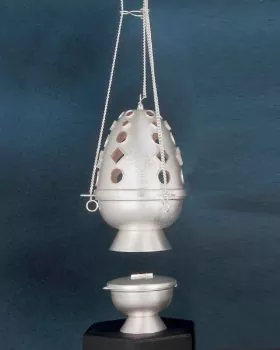 Rauchfass mit Schiffchen Pinienform 23cm versilbert