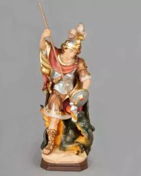 Heiliger Georg mit Drachen 40 cm geschnitzt bemalt