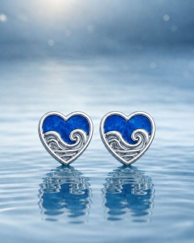 Ahava Ohrringe 8x8 mm Lapis Sterling Silber rhodiniert