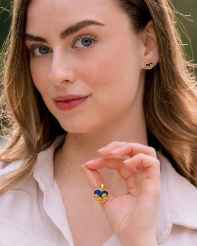Preview: Ahava Herzanhänger Herz, Lapis, Silber vergoldet, Kette
