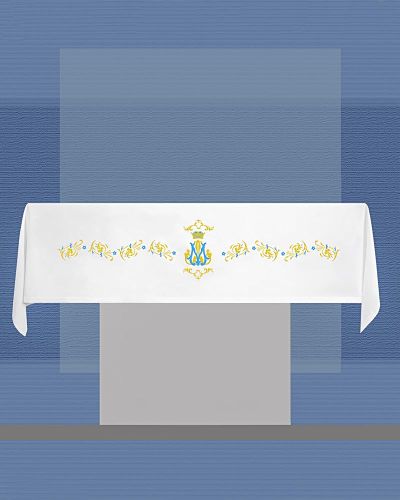 Altardecke  Polyester in Leinenoptik  300 x 160 cm mit Mariensymbol