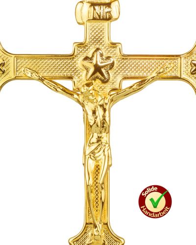 Preview: Altarkreuz 16 x 32 cm dreibeinig Messing poliert