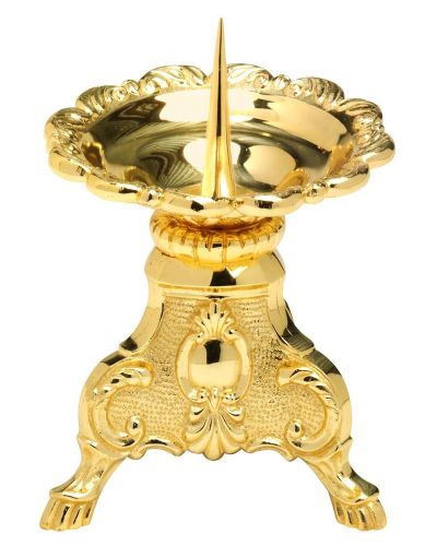 Preview: Altarleuchter Messing vergoldet  15 cm hoch, 9 cm Ø
