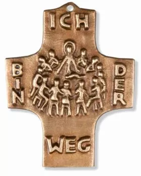Kommunionkreuz 9 x 7,5 cm ICH BIN DER WEG, Bronze