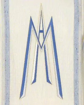 Marienkasel Ave Maria Rundkragen weiß & blau