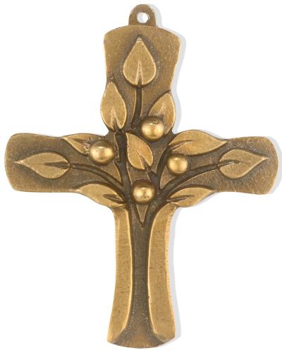 Kreuz bronziert 8 x 9,5 cm Früchte des Lebens