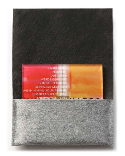 Preview: Acrylglastafel Vaterunser Kreuz Lichtbild Rot 15 x 15 cm