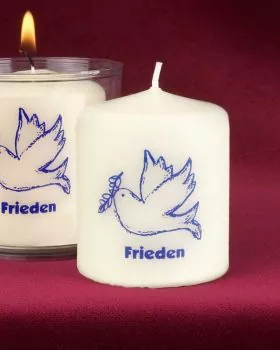 50 Friedenslichter 50x60mm Kerzen Parafin Taube blau