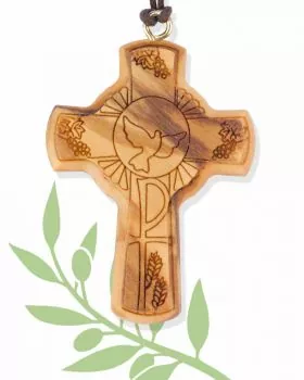 Kreuz aus Olivenholz, Hl. Geist 5 x 3,7 cm
