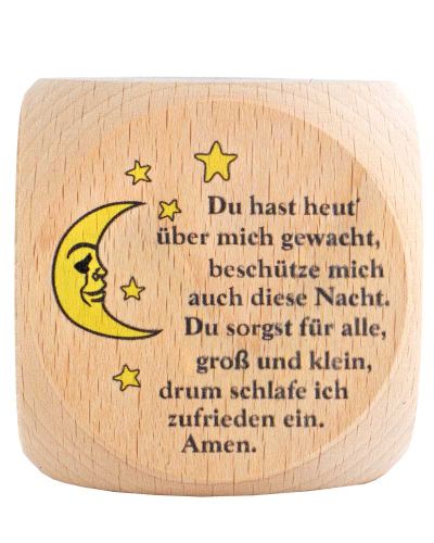 Gebetswürfel Abendgebete  Buche Natur 5,5 x 5,5 cm