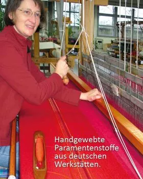 Doppelstola Handwebstoff grün & rot 160 cm lang