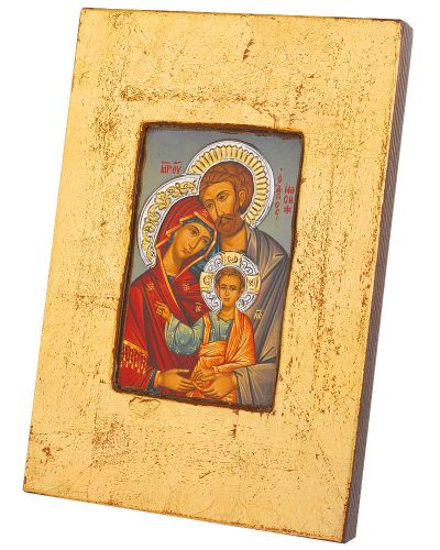 Ikone "Hl. Familie", 18 x 26 cm Siebdruck mit Silberoklad