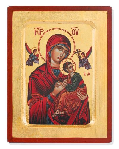 Ikone immerwährende Hilfe 10,5x13 cm auf Holzträger