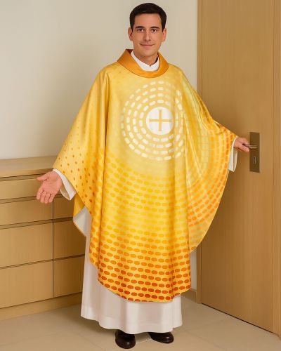 Preview: Kasel gold "Communio" 130 x 145 cm 100% Seide