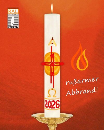 Preview: Osterkerze  800 x 80 mm "Ostersonne" mit Nägeln