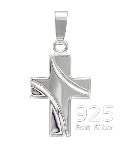Kreuz Anhänger Silber geschwungen 11 x 15 mm