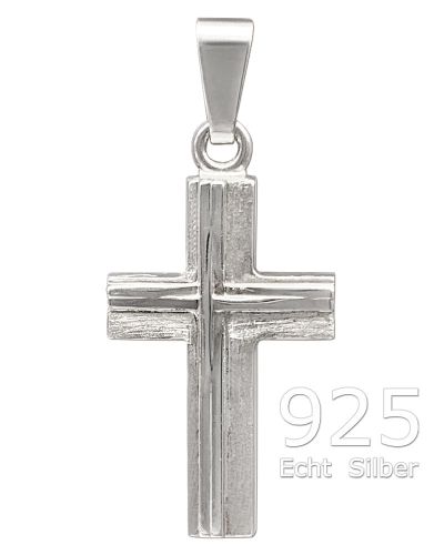 Kreuz Anhänger Stege poliert 11 x 18 mm 925 Silber