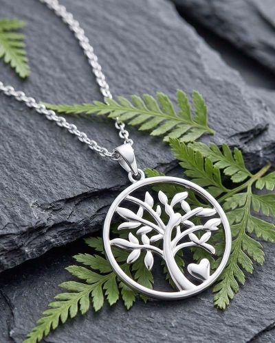 Preview: Lebensbaumanhänger 925 Sterling Silber 21 mm Ø