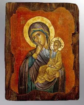 Ikone Madonna mit Kind Antikfassung 16 x 20 cm