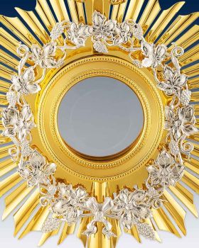 Monstranz mit Lunula 43 cm Weinranken versilbert