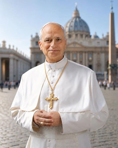 Preview: Pektorale Papst Leo XIV  7,8 x 6,5 cm mit Kette 60 cm